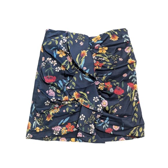 C/Meo Collective Floral High-Waisted Mini Skirt Sz L Navy With Colorful Flowers - Picture 1 of 8